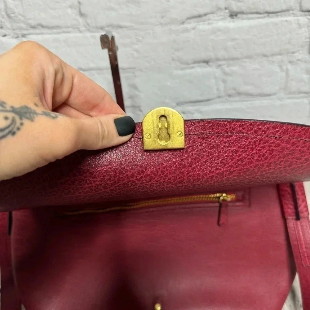 MAIYET Maroon Leather Messenger Bag w/ Gold Hardware Detachable Crossbody Purse - Picture 10 of 14